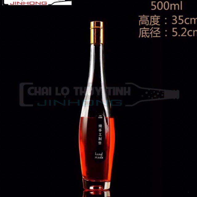 CHAI THỦY TINH ĐỰNG RƯƠU VANG ĐÁ CAO CẤP 500ML