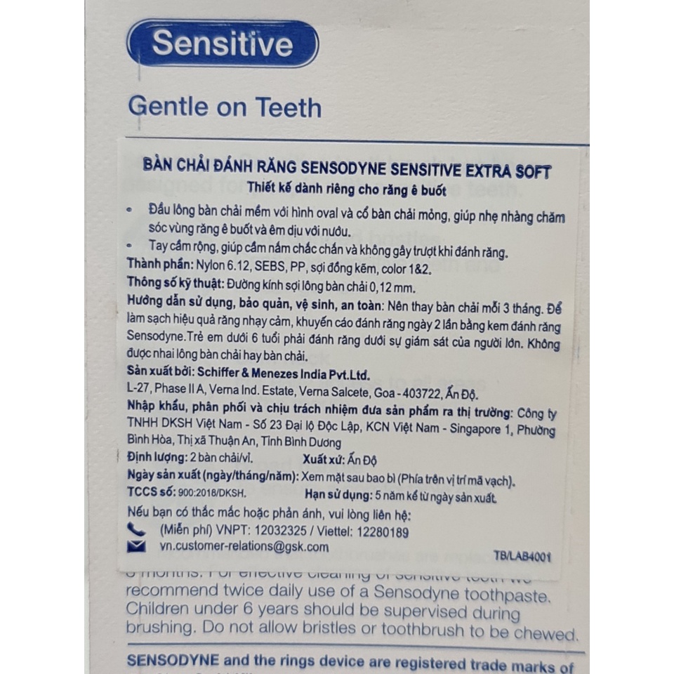 Bộ 2 Bàn Chải Đánh Răng Sensodyne Sensitive Extra Soft Sensitive Extra Soft