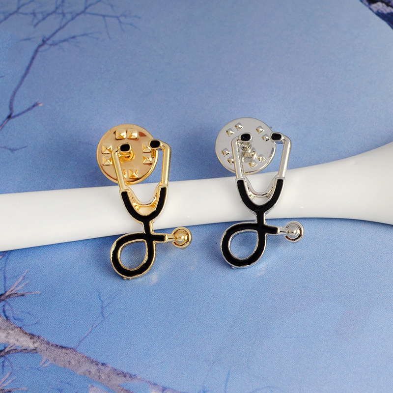 Ghim cài áo QIHE JEWELRY hình ống nghe bác sĩ sáng tạo thời trang