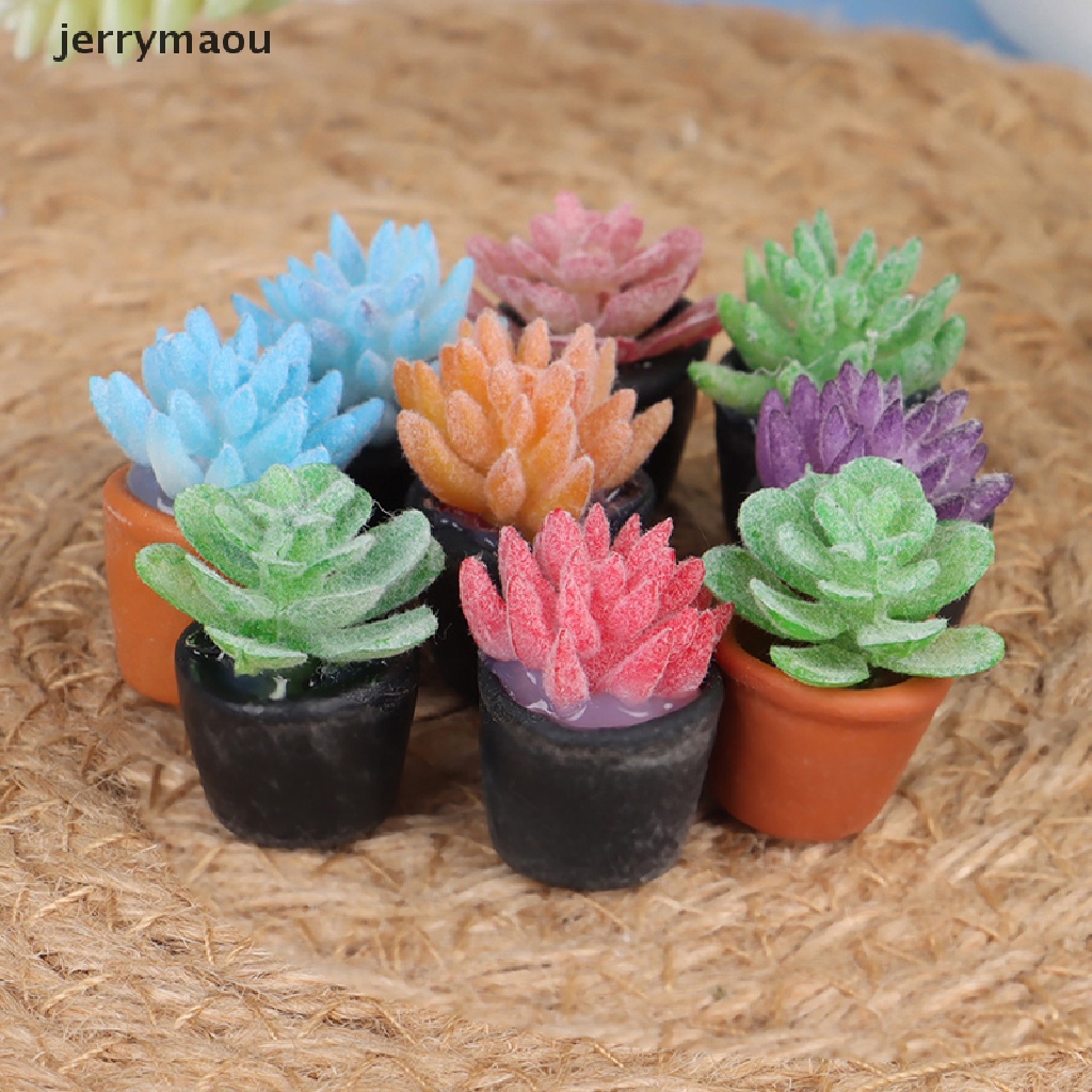 Bộ 5 Chậu Cây Mini Tỉ Lệ 1: 12 Dùng Trang Trí Nhà Búp Bê