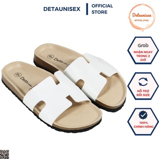 Dép Quai Ngang Chữ H Đế Trấu Nam Nữ Màu Trắng Detaunisex Mã DETA14T