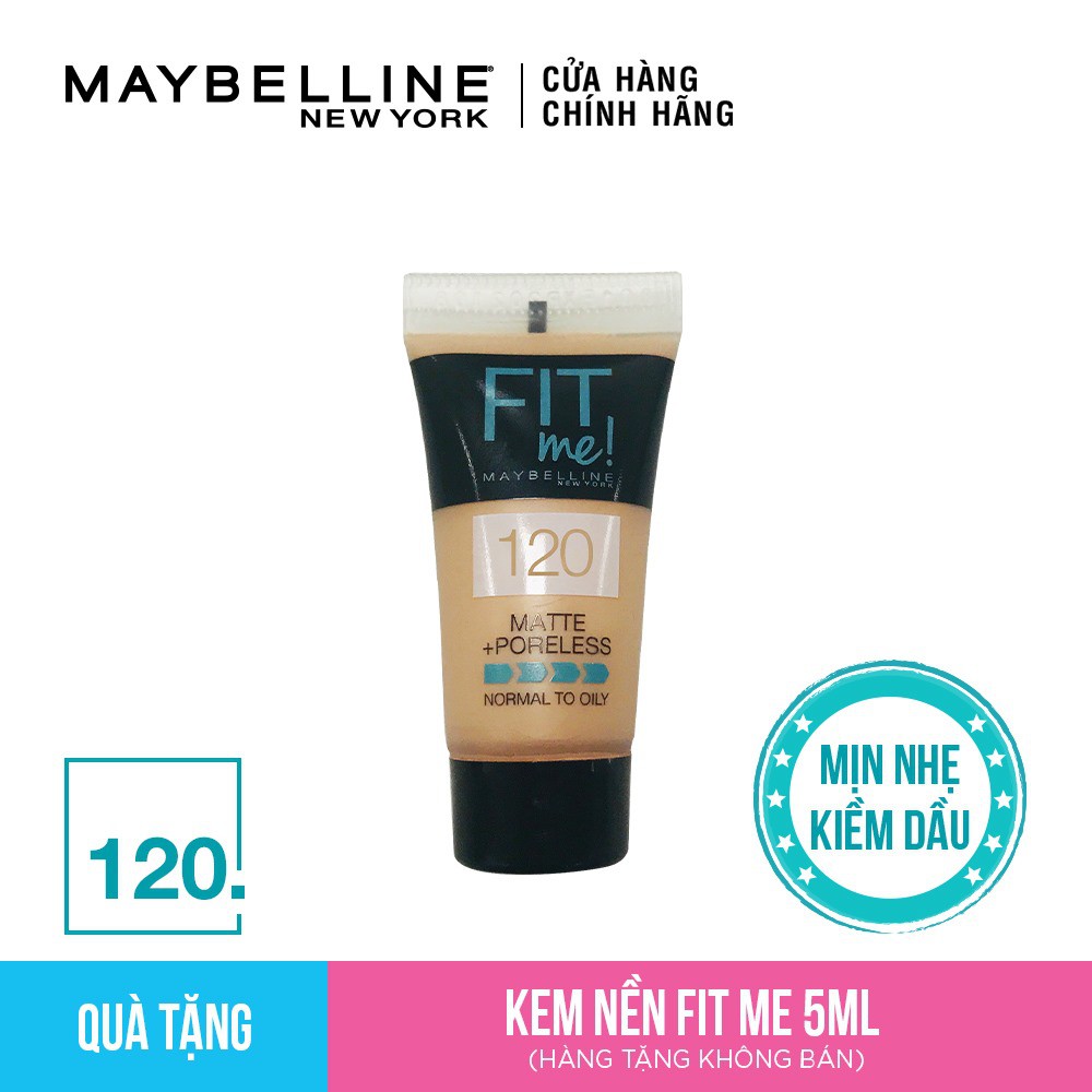 [HB Gift] Kem Nền Mịn Lì Từ Nhiên Maybelline Fit Me Tube 120 (5ml) | BigBuy360 - bigbuy360.vn