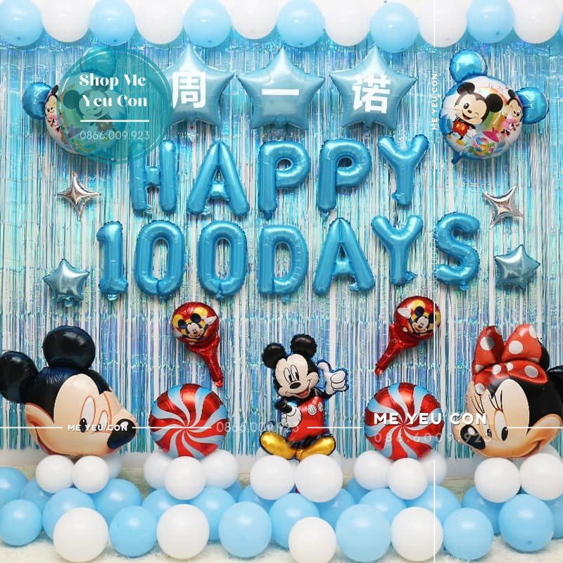 Trang Trí Sinh Nhật Cho Bé Hình MickeyHOT SALE, Trang Trí Tiệc Thôi Nôi , Bóng Dày Dặn Màu Sắc Tươi Sáng Đủ Phụ Kiện