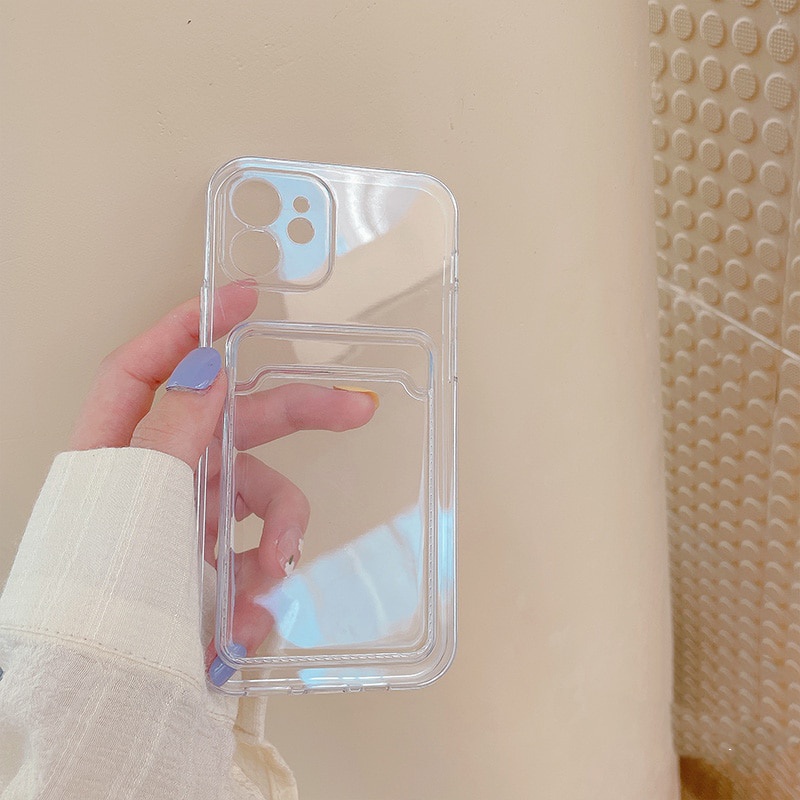 Ốp điện thoại silicon mềm có ví đựng thẻ và giá đỡ cho For iPhone 11 12 13 Mini Pro X XS Max XR 7 8 Plus SE
