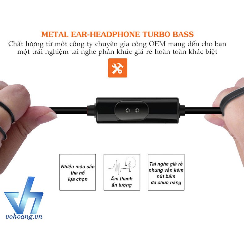 Tai nghe Metal Ear-Headphone Turbo Bass  (Trắng)