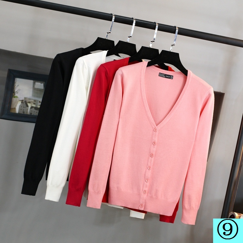 Áo Khoác Cardigan Dệt Kim Mỏng Tay Dài Cổ Chữ v Plus Size Cho Nữ