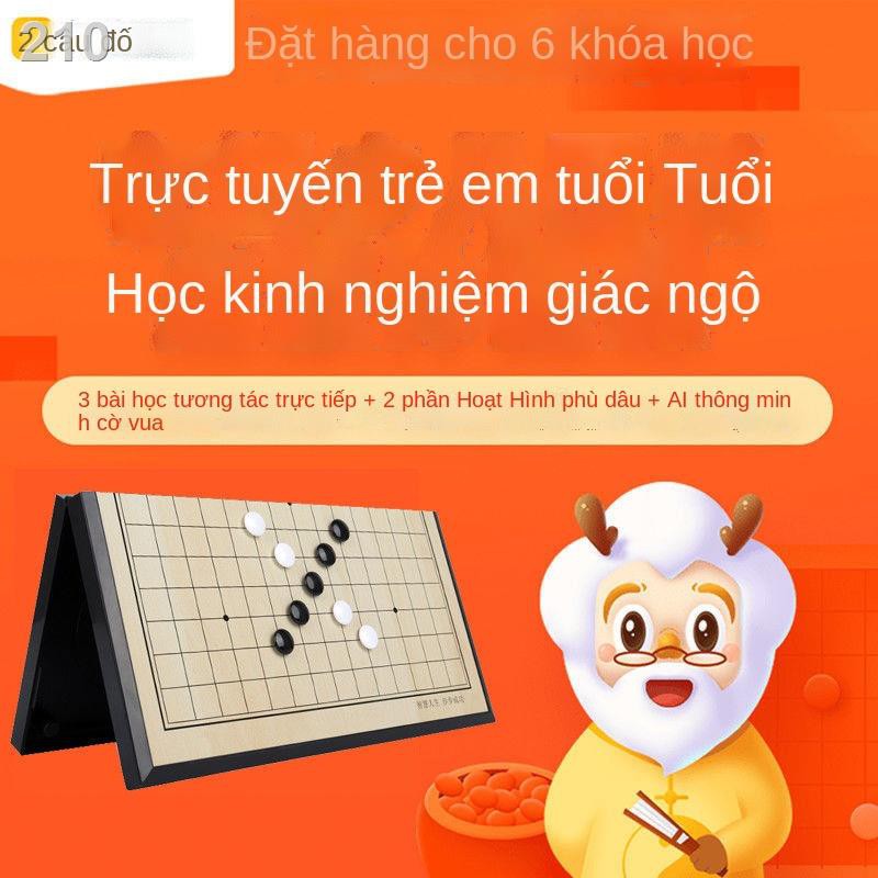 ❂✹Cờ vua gobang quân đen trắng có từ tính di động học sinh trẻ em Đi chơi nam châm xếp hình bàn