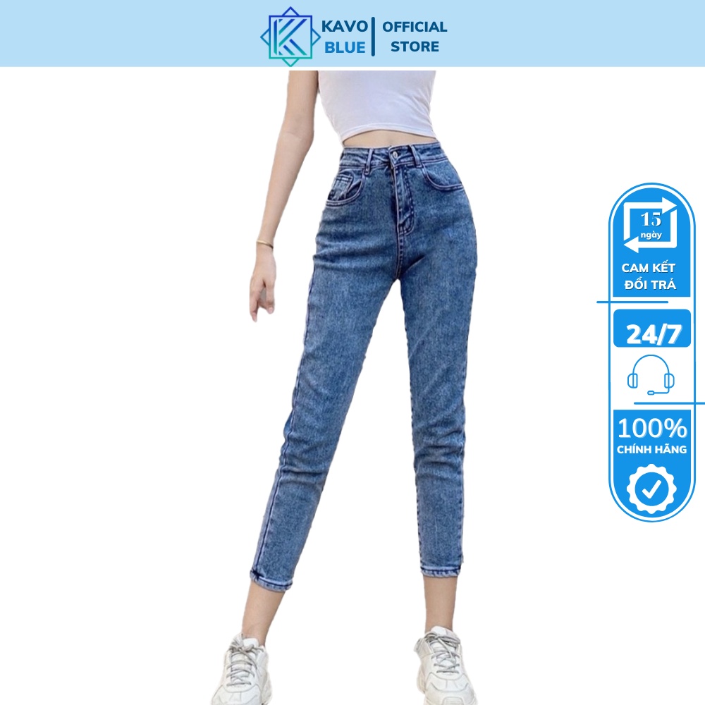 Quần Bò Nữ Baggy Dáng Lỡ Màu Ghi Đá KAVO BLUE BY93-87