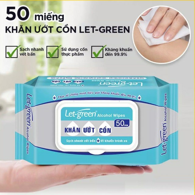 Combo 5 bao khăn ướt cồn Let-Green loại 50 miếng/ b