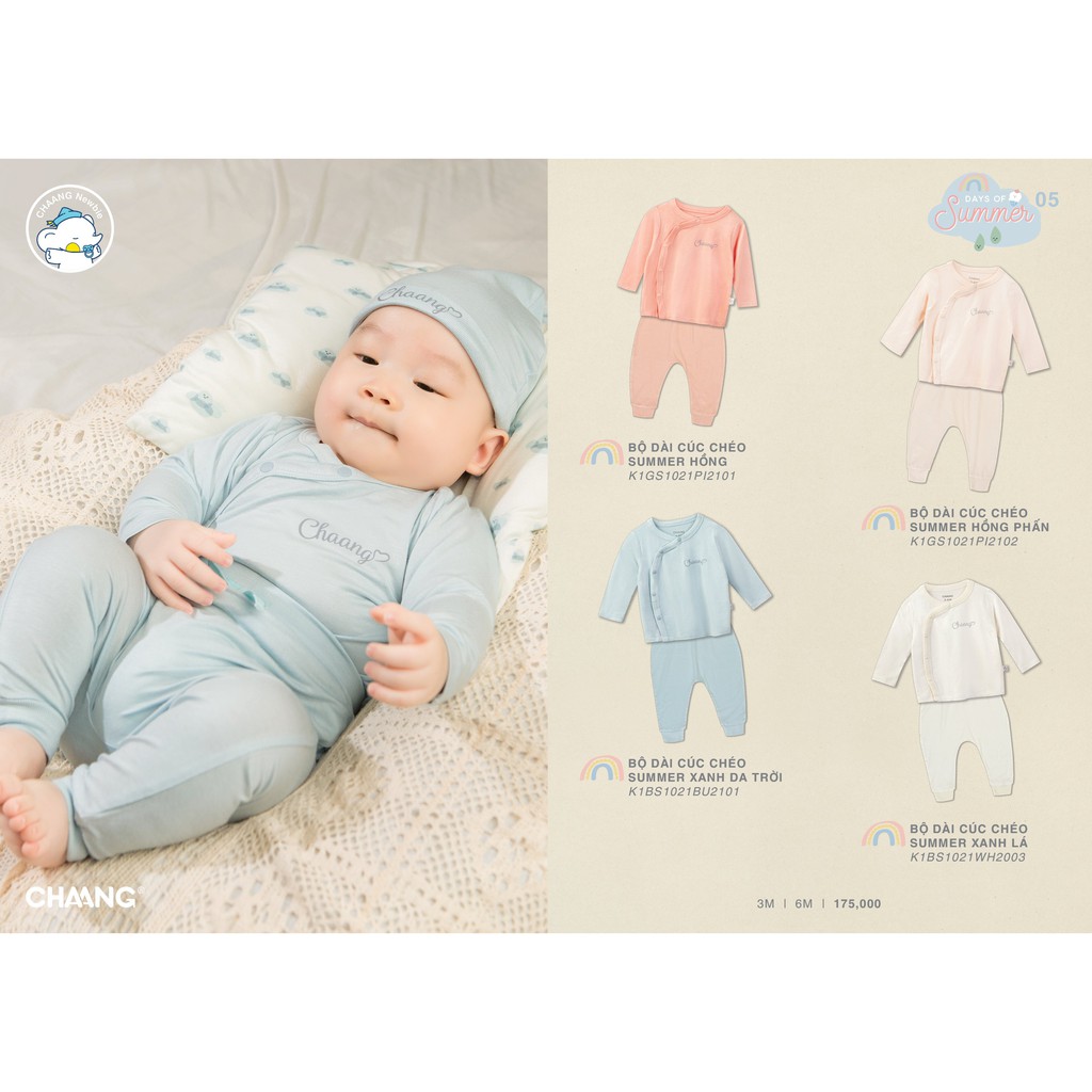 Bộ dài tay cúc chéo sơ sinh Chaang vải cotton mềm mịn thoáng mát