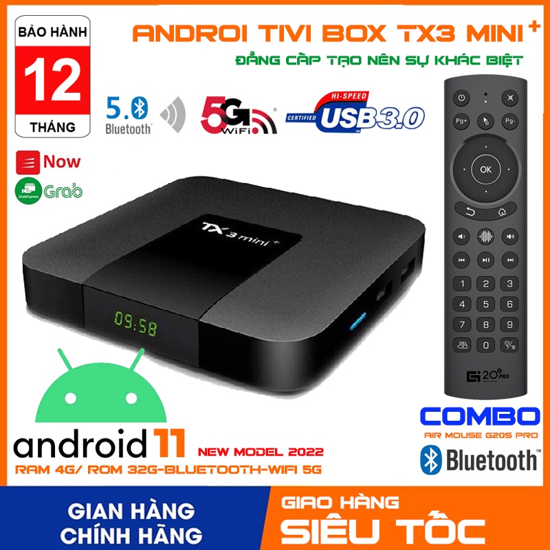 Android TV Box TX3 mini Plus 2022 RAM 4G ROM 32G Wifi 2.4/5G Bluetooth 5.0 - Android ATV11 Amlogic S905W2