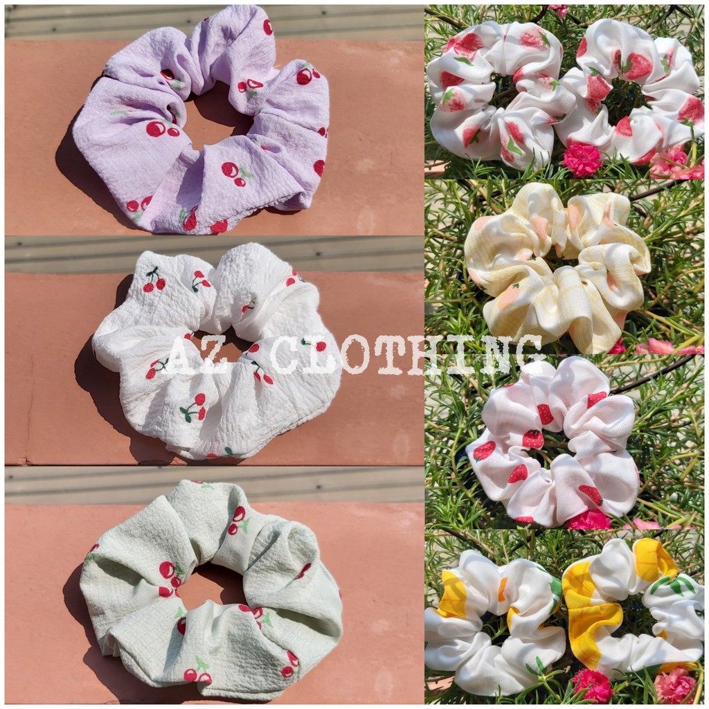 [Ảnh thật] Dây cột tóc Scrunchies trái cây/ Đồ buộc tóc vải