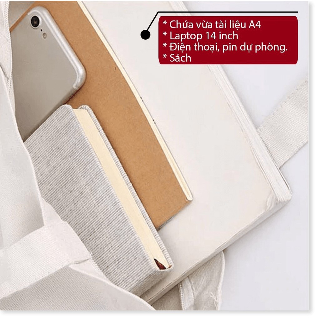 TÚI TOTE VẢI BỐ ĐEO VAI CANVAS HOA BỈ NGẠN Thời trang AOMIVN SKU 015 vuhuyen store