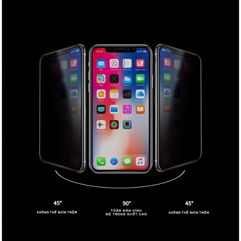 CHỐNG NHÌN TRỘM] CƯỜNG LỰC FULL MÀN CHỐNG NHÌN TRỘM DÀNH CHO IPHONE - HẠN CHẾ BÁM VÂN TAY- IP6 ĐẾN 12PROMAX