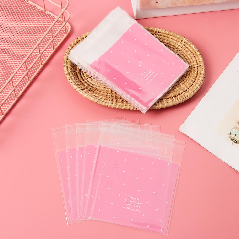 Set 100 Túi Nhựa Đựng Bánh Quy Họa Tiết Chấm Bi