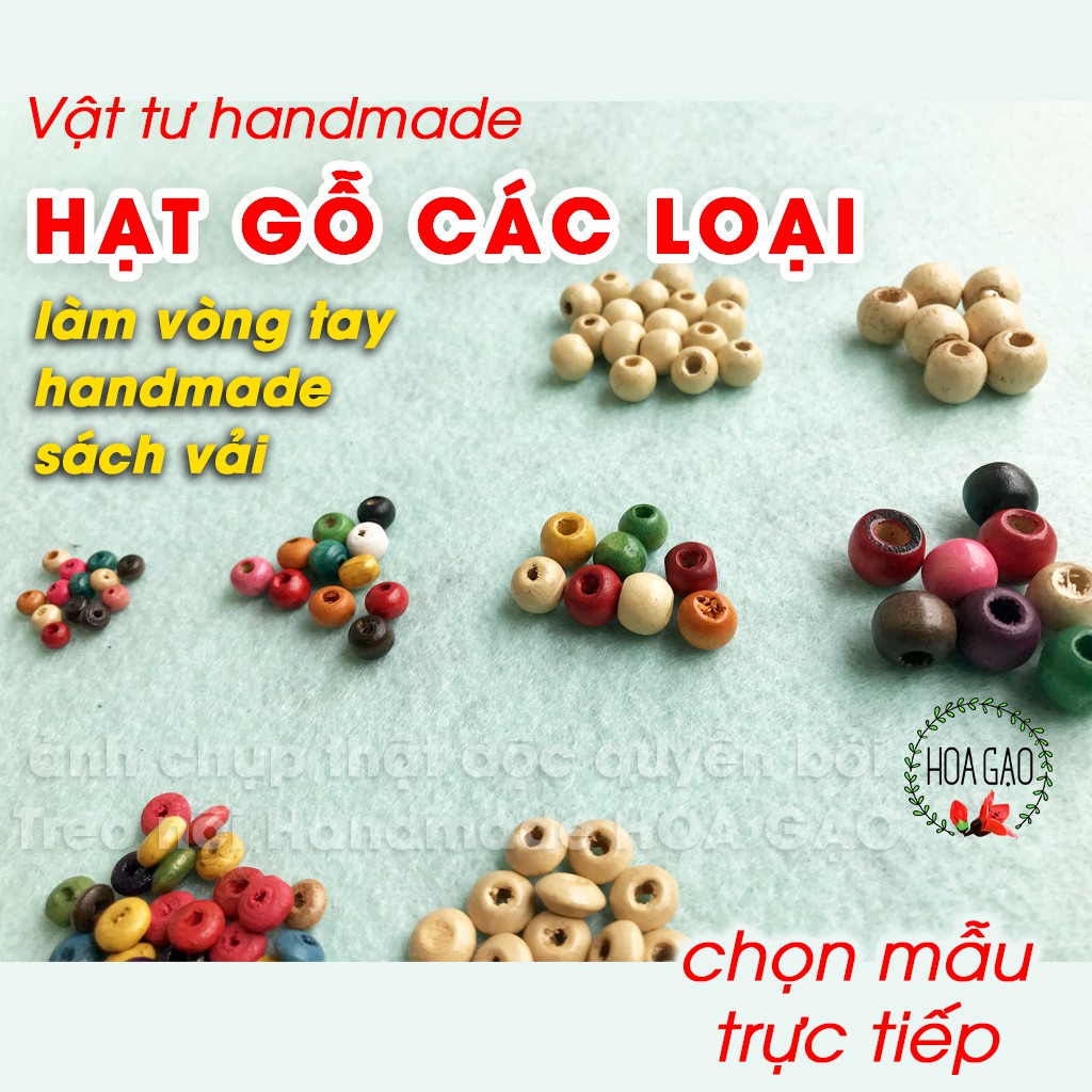 Hạt gỗ màu, hạt gỗ trơn HGH5 làm sách vải, vòng tay handmade 5g