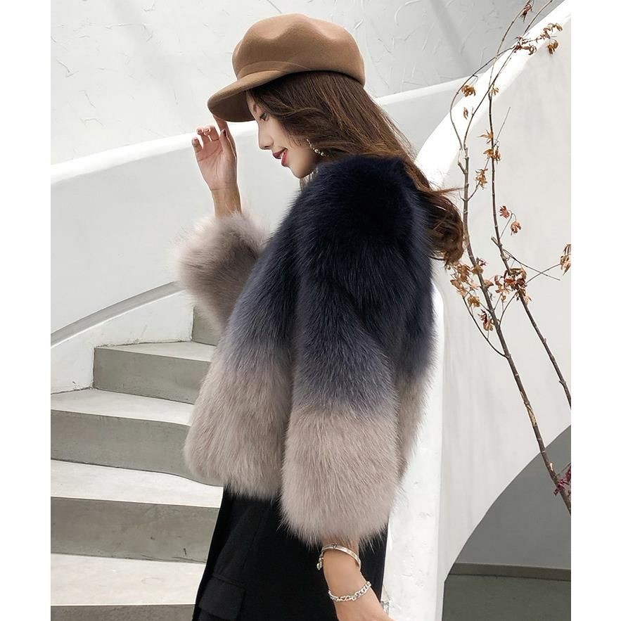 Áo lông giả lông cáo ombre màu
