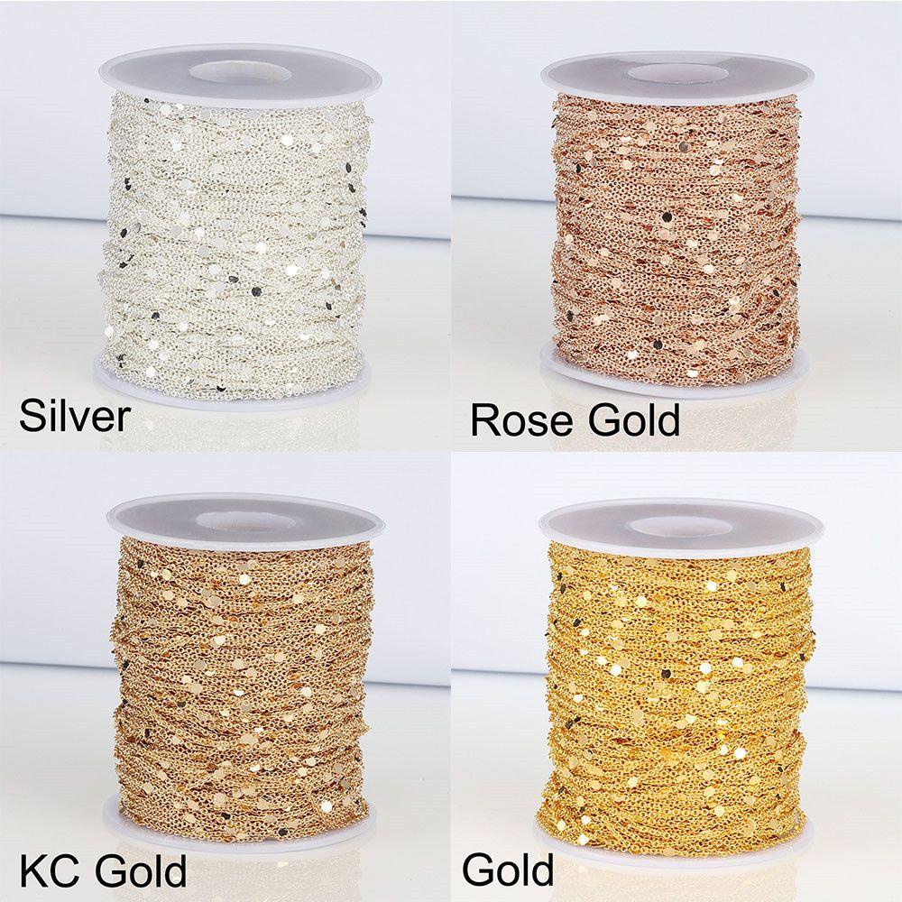 Vòng cổ Sợi Xích Kim Loại Đính Kim Sa 2M|Vòng cổ Đồng Đính Kim Sa Lấp Lánh 1.5mm