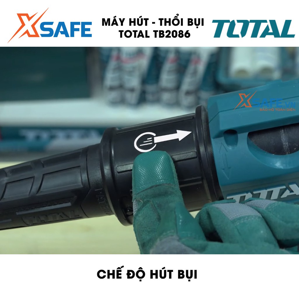 Máy thổi/hút bụi TOTAL TB2086 công suất 800W tặng kèm túi chứa bụi, ống và 2 vòi hút bụi. Máy thổi/hút bụi cầm tay