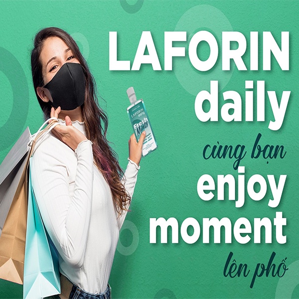 Nước súc miệng Laforin Daily không chứa cồn 500ml - sạch khuẩn, trắng răng, thơm miệng - AZEVA