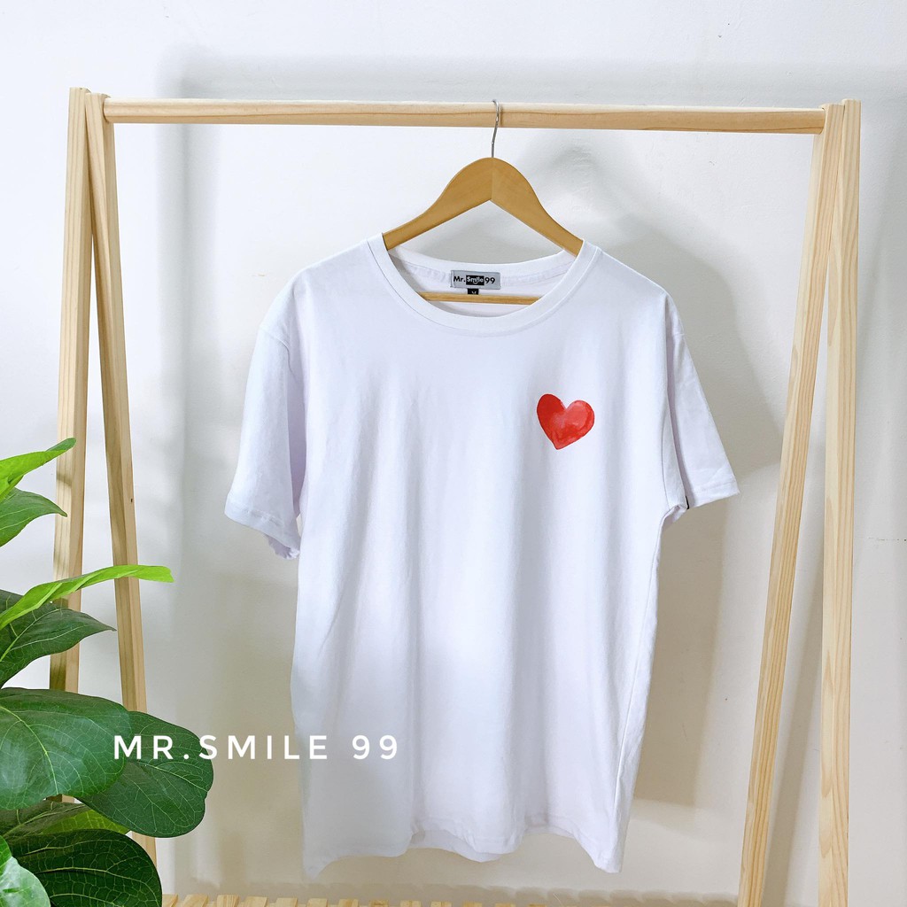 [Hình Thật] Áo Thun Basic Trái Tim Nam Nữ Tay Lỡ Form rộng Unisex Mr.Smile 99 Shop
