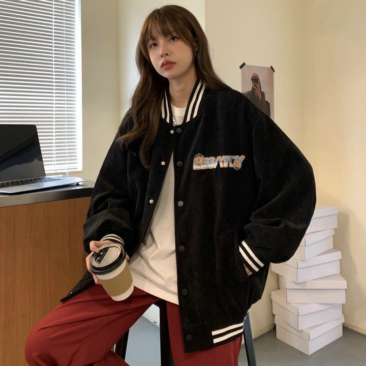 Áo Khoác Nhung Tăm 2 Lớp Cổ Bomber SATY  - ĐĂNG QUANG FASHION