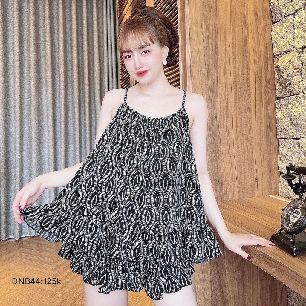 Đồ bộ mặc nhà nữ 2 dây  babydoll kiểu dáng dễ thương nhiều màu CHIBEST DNB44