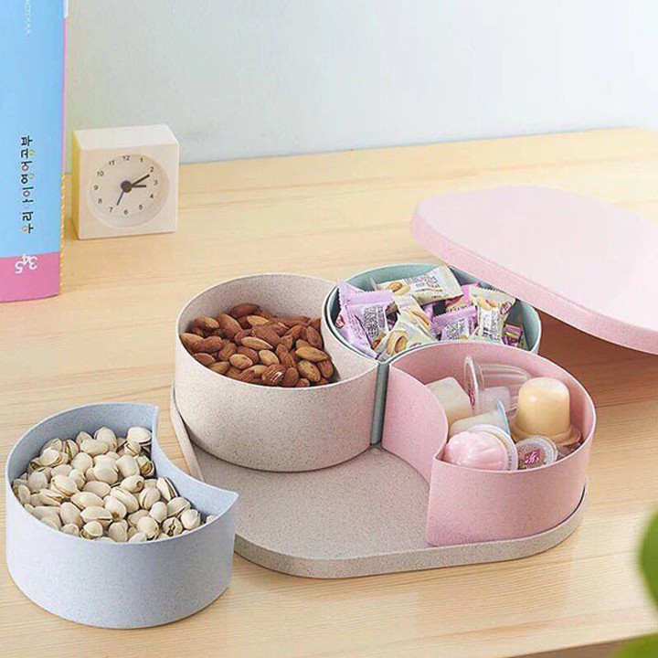 Khay đựng mứt, bánh kẹo 4 ngăn lúa mạch