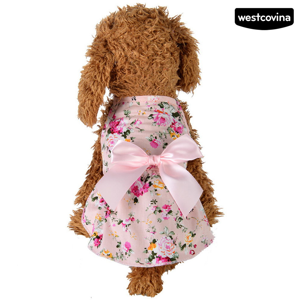 Đầm Cotton In Hoa Thời Trang Xuân Hè Cho Thú Cưng