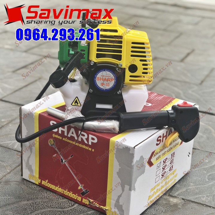 Máy cắt cỏ động cơ 2 thì SP-33, hiệu Sharp dùng xăng pha nhớt