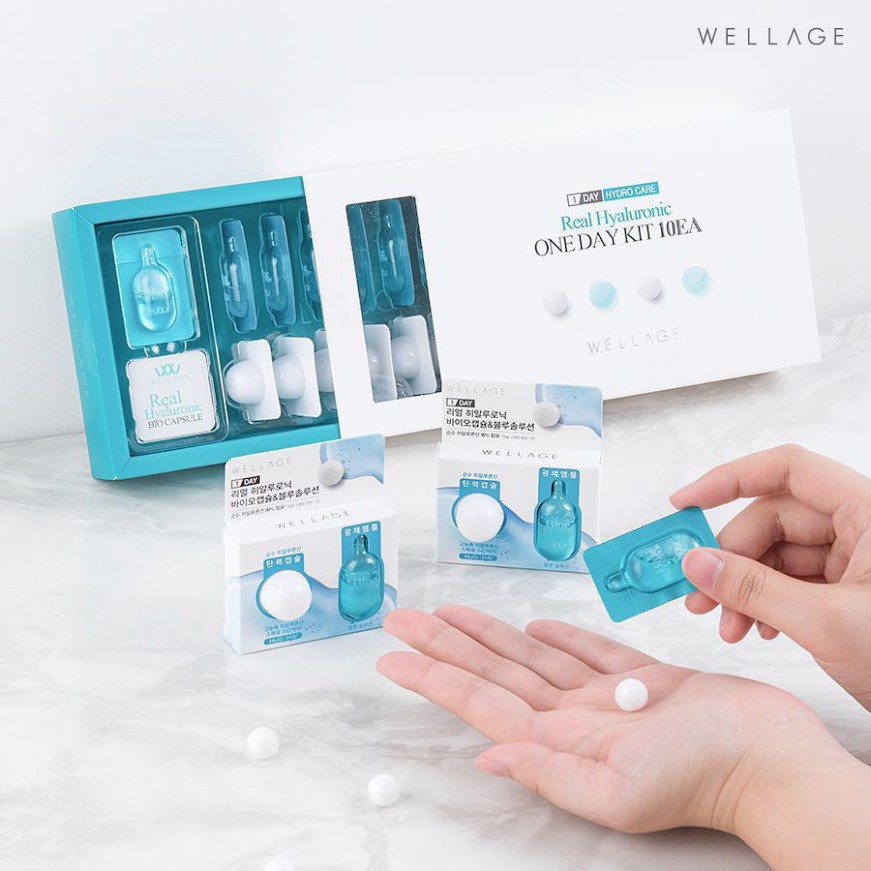 [CHÍNH HÃNG] [ Gift ] Wellage Viên Cấp Nước Bio Capsule &amp; Blue Solution 10ml