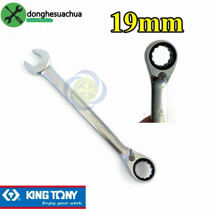 Cờ lê vòng miệng tự động 19mm Kingtony 373219M có khóa gạt