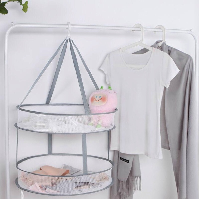 Giỏ lưới phơi quần áoFREESHIP giá phơi đồ chống bụi 2 tầng có thể gấp gọn tiện lợi