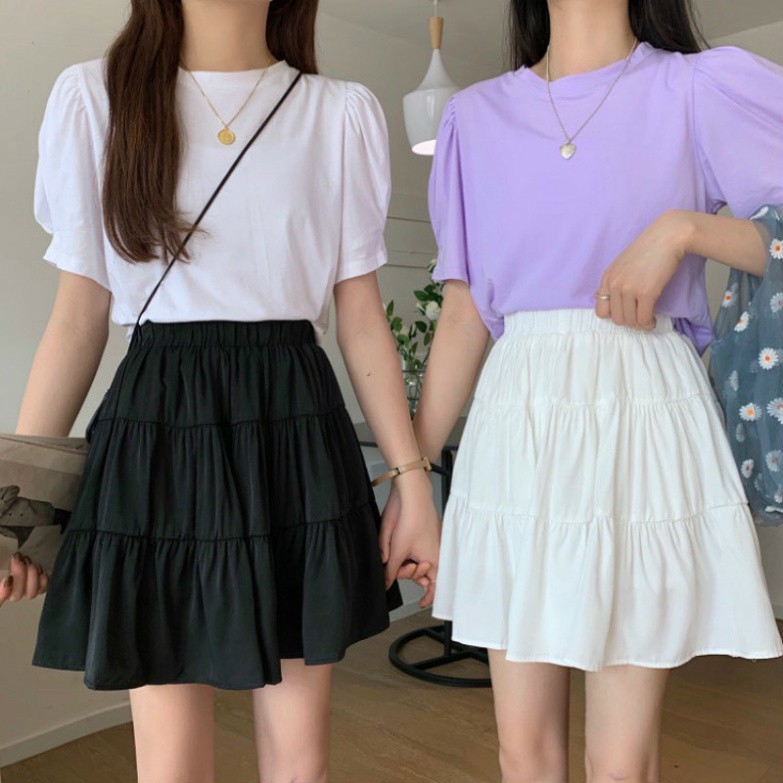 Chân váy voan ngắn/dài ♥️ Chân váy ulzzang 2 màu đen, trắng Hàn Quốc - NhimShop