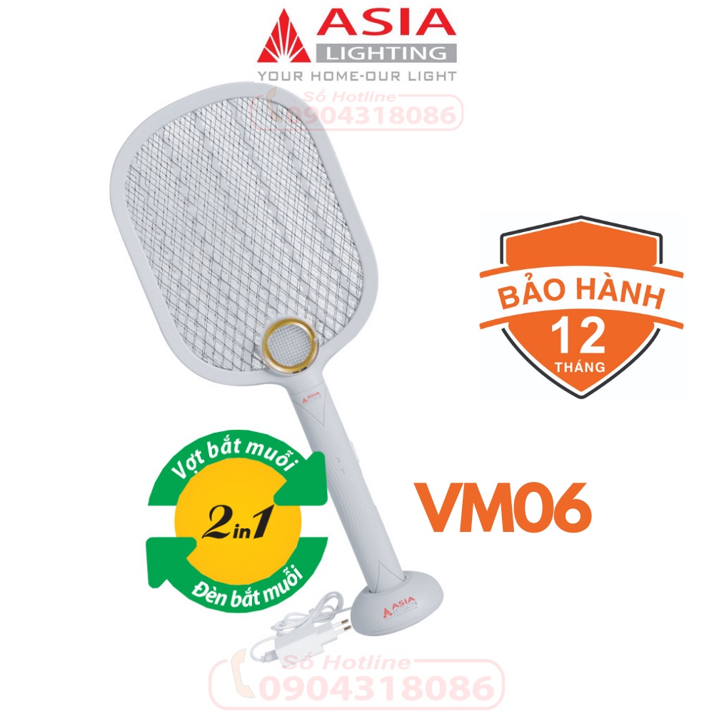 Vợt Muỗi ASIA  VM06 Cao Cấp 2 Trong 1 Vợt Muỗi + Đèn Bắt Muỗi Bảo Hành 12 Tháng Chính Hãng