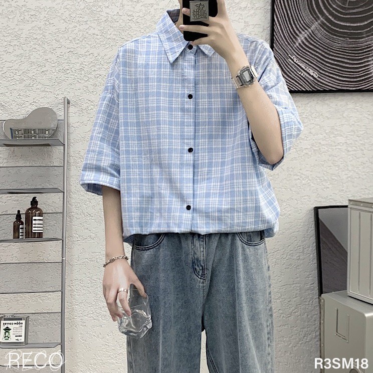 Áo sơ mi nam nữ Hàn Quốc cao cấp dáng rộng tay lỡ Shirt Loose R3SM18