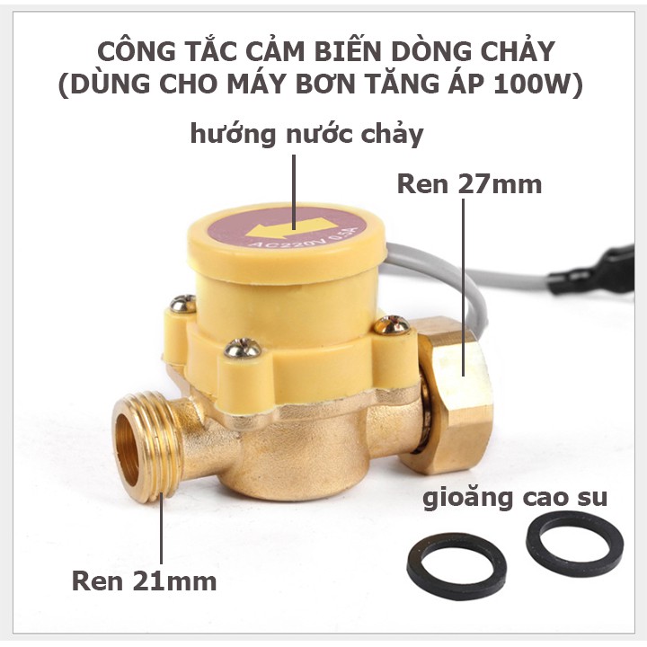 Công tắc dòng chảy 100W - công tắc cảm biến dòng chảy cho máy bơm tăng áp 100W