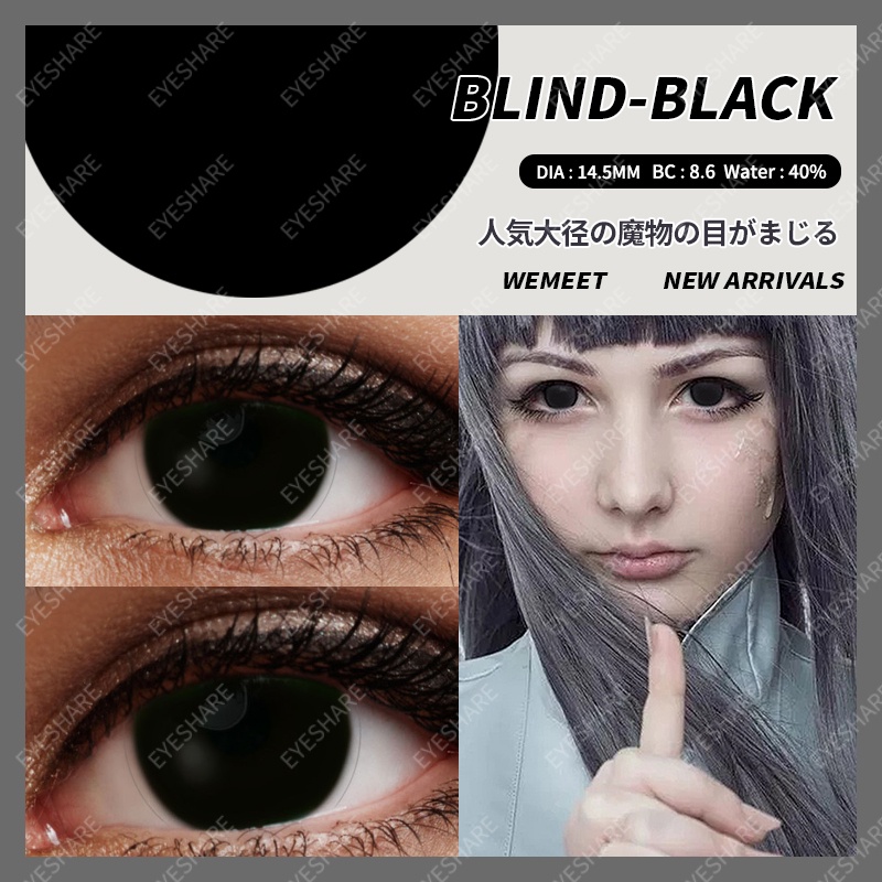 D'ORELLA 1 cặp  Phụ kiện anime cho mắt Cosplay Kính áp tròng màu Yealy Ues Halloween Eye Liên hệ Đen Trắng Yearly use 0.00 Degree