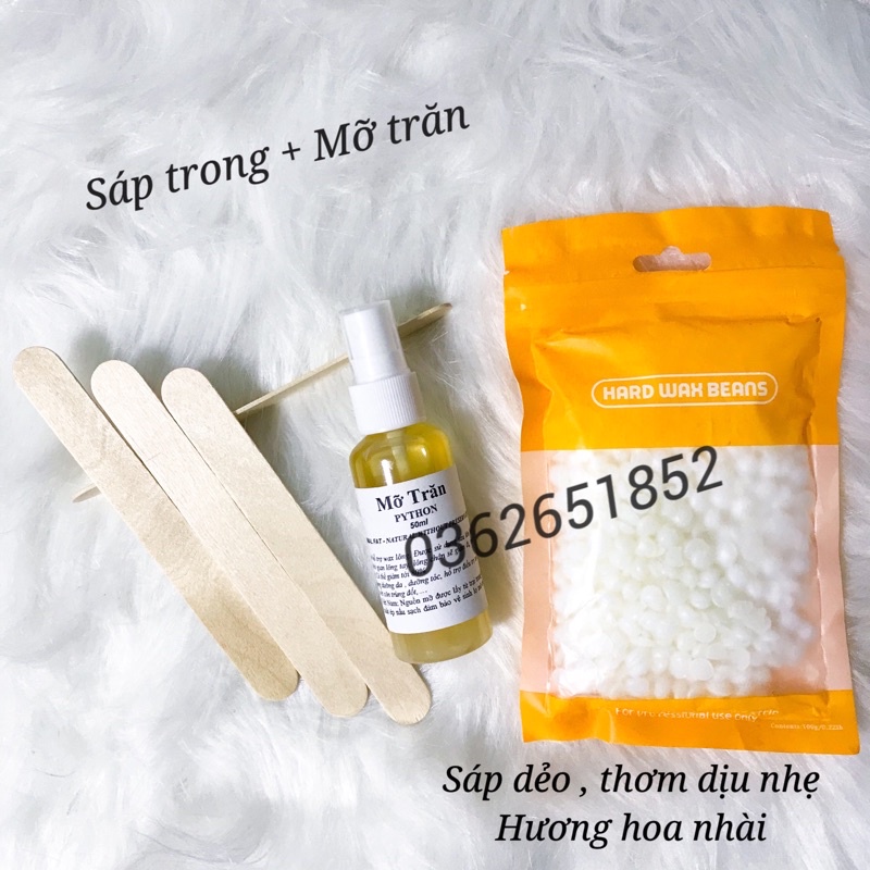 [ Combo sáp wax lông cao cấp + Mỡ trăn ] Sáp wax lông cao cấp COCONUT &amp; TRONG SUỐT + 30ML mỡ trăn nguyên chấ