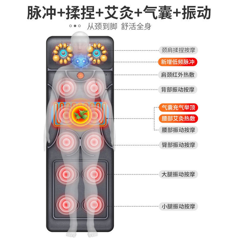 Máy mát xa cột sống cổ, nệm, lưng eo, gối sưởi ấm cổ tại nhà đa chức năng toàn thân.