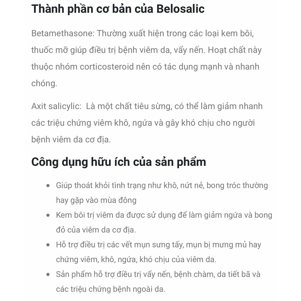 Kem bôi da cơ địa Belosalic Nga