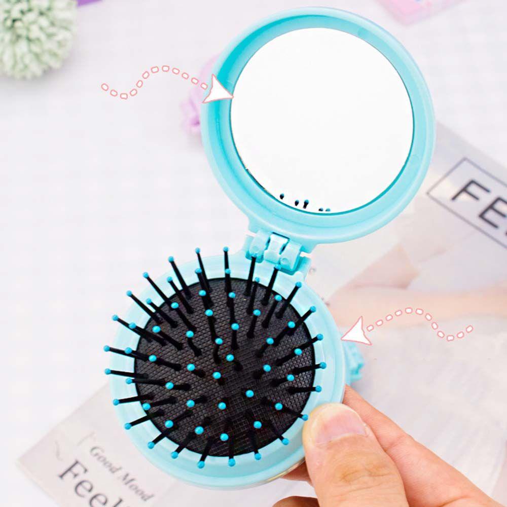 Lược gấp mini SKJK có gương tròn phong cách Hàn Quốc