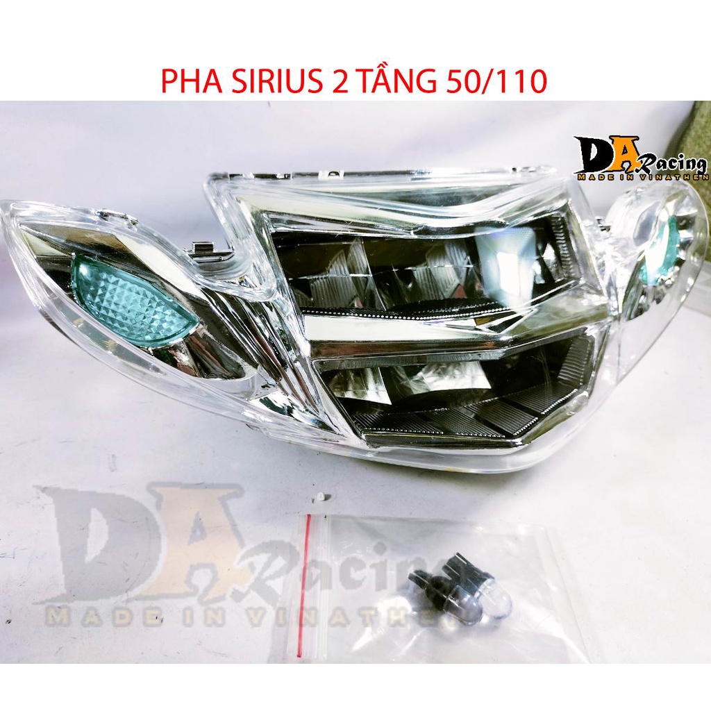 Pha sirius 2 tầng Màu BẠC-Lắp cho Sirius 50/110 có tặng kèm Xi nhan