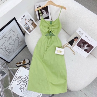 ĐẦM MAXI RÚT DÂY CUTOUT