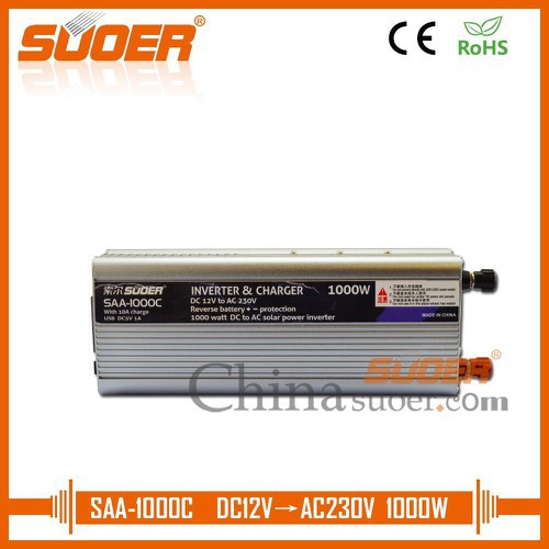 Inverter chuyển đổi điện 12v lên 220v 1000w có sạc ắc quy 10a - SAA-1000C