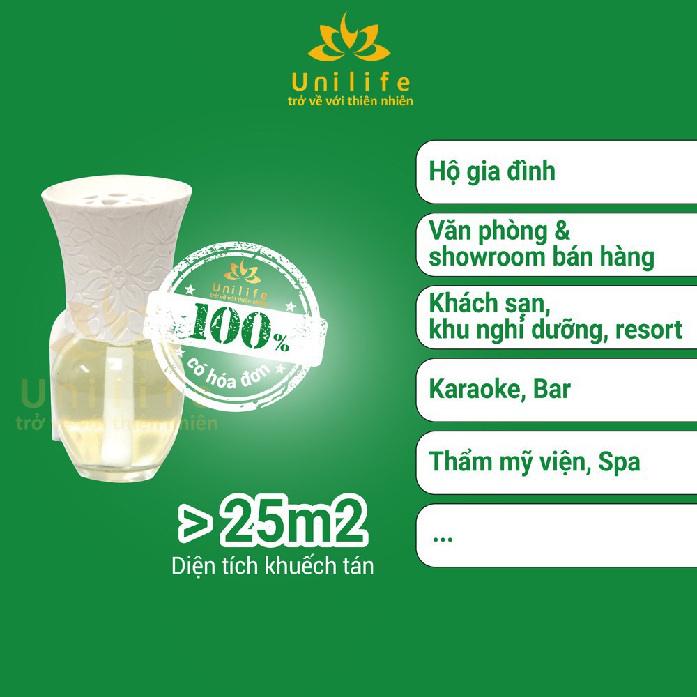 Máy khuếch tán tinh dầu Unilife [ TẶNG TINH DẦU HOA NGỌC LAN 30ml ] Chính hãng BH 12 Tháng - Khử mùi hôi chó mèo