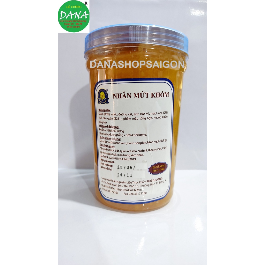 Mứt dứa / khóm làm nhân bánh Phú Thương hộp 1.5Kg