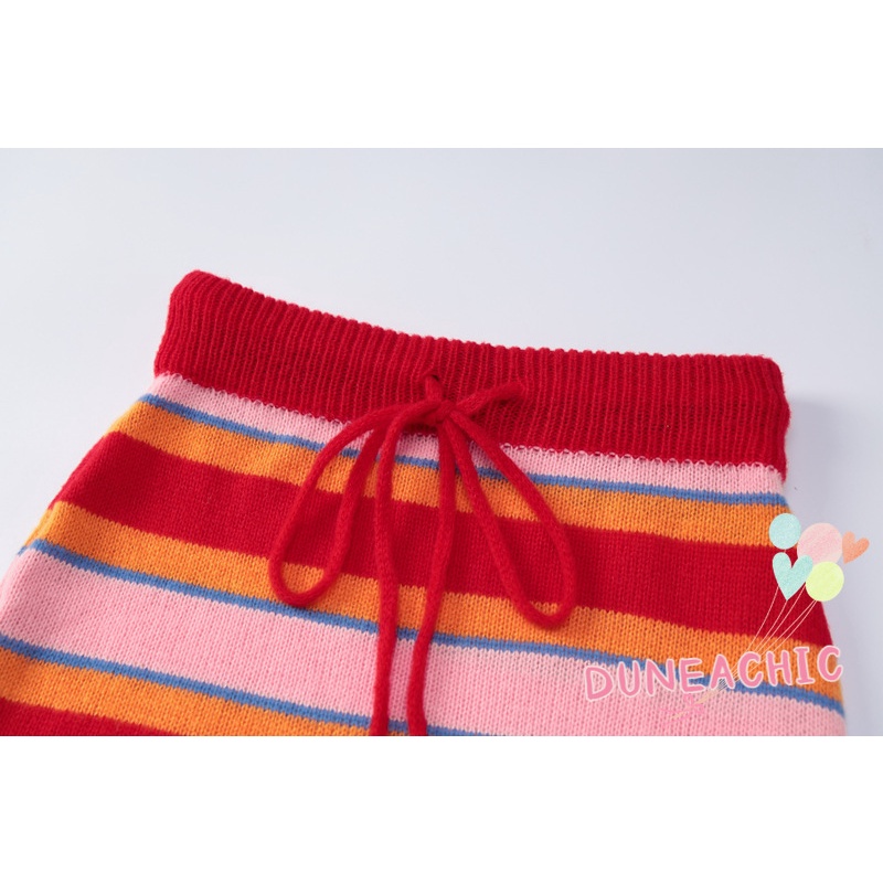 Set Áo Nỉ Dài Tay Cổ Chữ V Và Chân Váy Lưng Cao Phối Dây Rút Phong Cách Sành Điệu