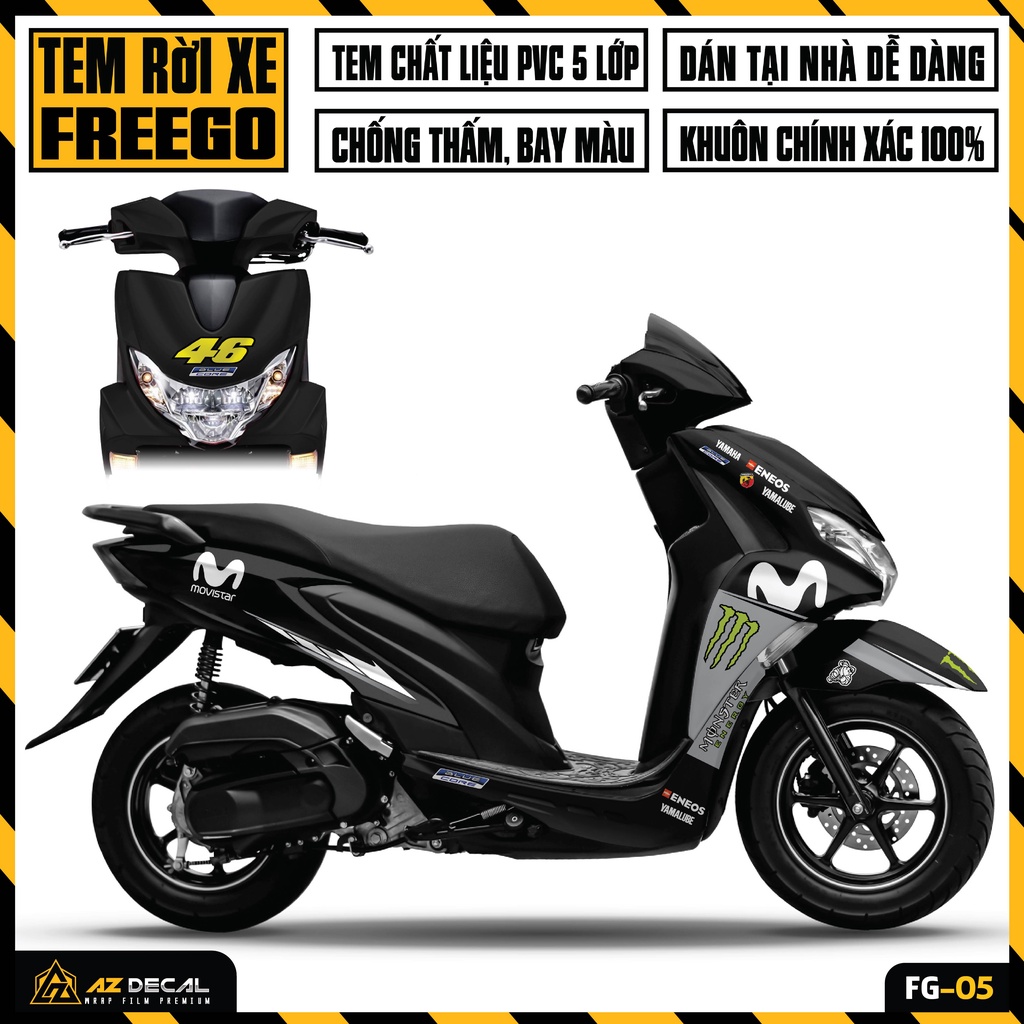 Tem Xe Yamaha FreeGo Mẫu Movistar | FG-05 | Decal Rời Dán Xe FreeGo 125 S Đẹp, Chống Nước, Chống Phai Màu