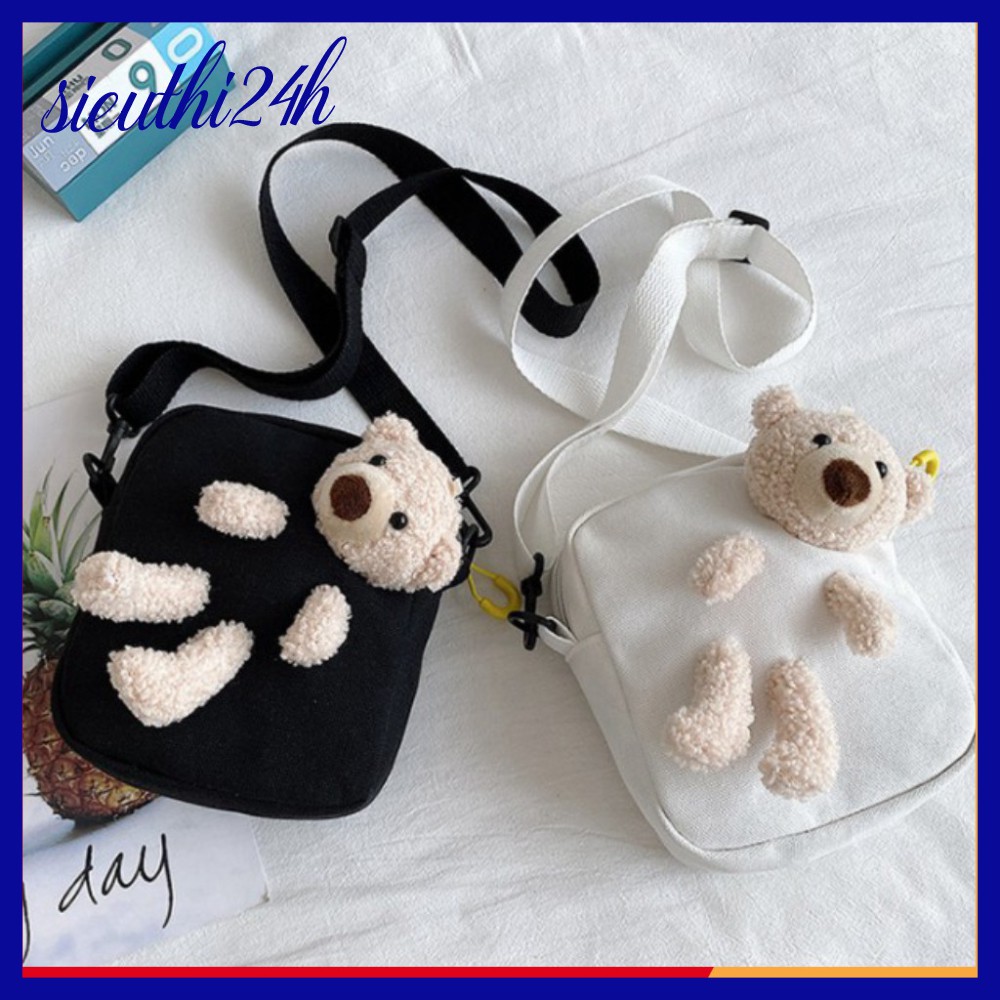 Túi đeo chéo mini 💕rẻ nhất shopee💕 hàng Quảng Châu, hình vuông họa tiết chú gấu siêu đáng yêu, dùng đi chơi, đi du